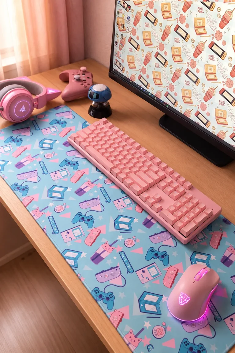 alfombrilla-start-turquesa-gatitos-setup-gamer-pixelpink