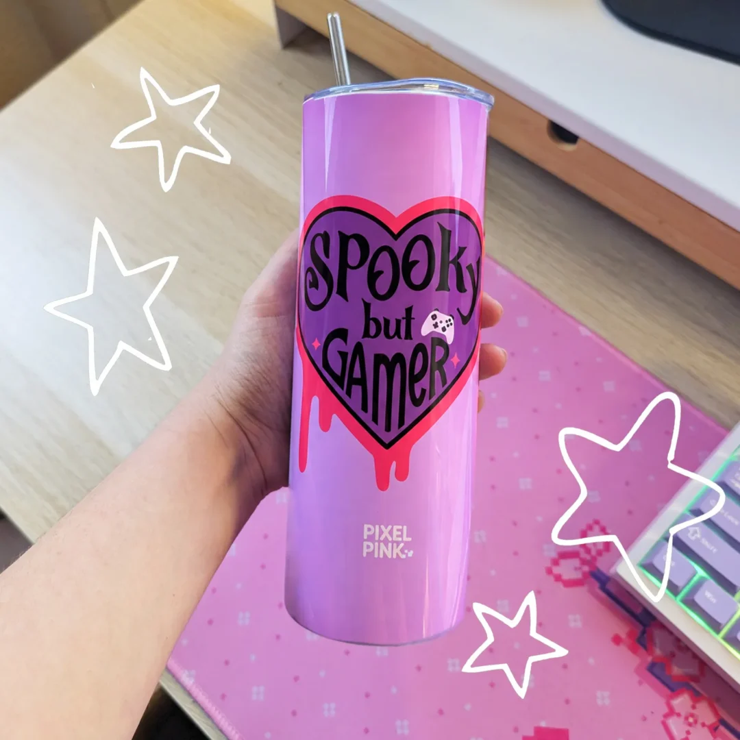 Tumbler gamer lila SPOOKY BUT GAMER de PixelPink